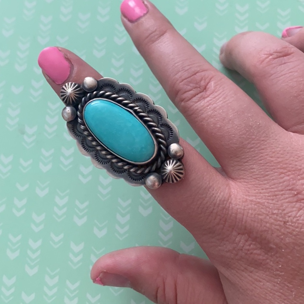 Real Turquoise And Real Silver Ring